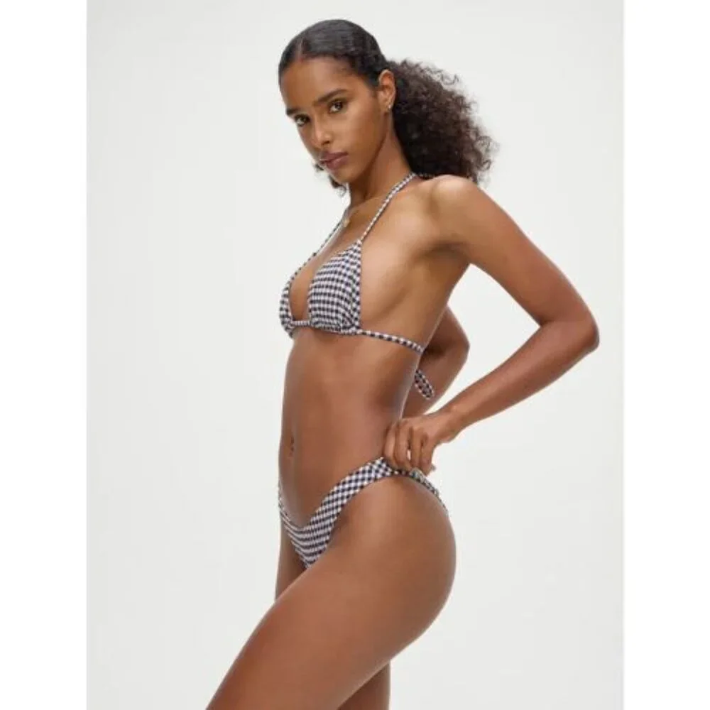 New! Frankie's Bikinis Dove Gingham Bikini Bottom Size Small 51668